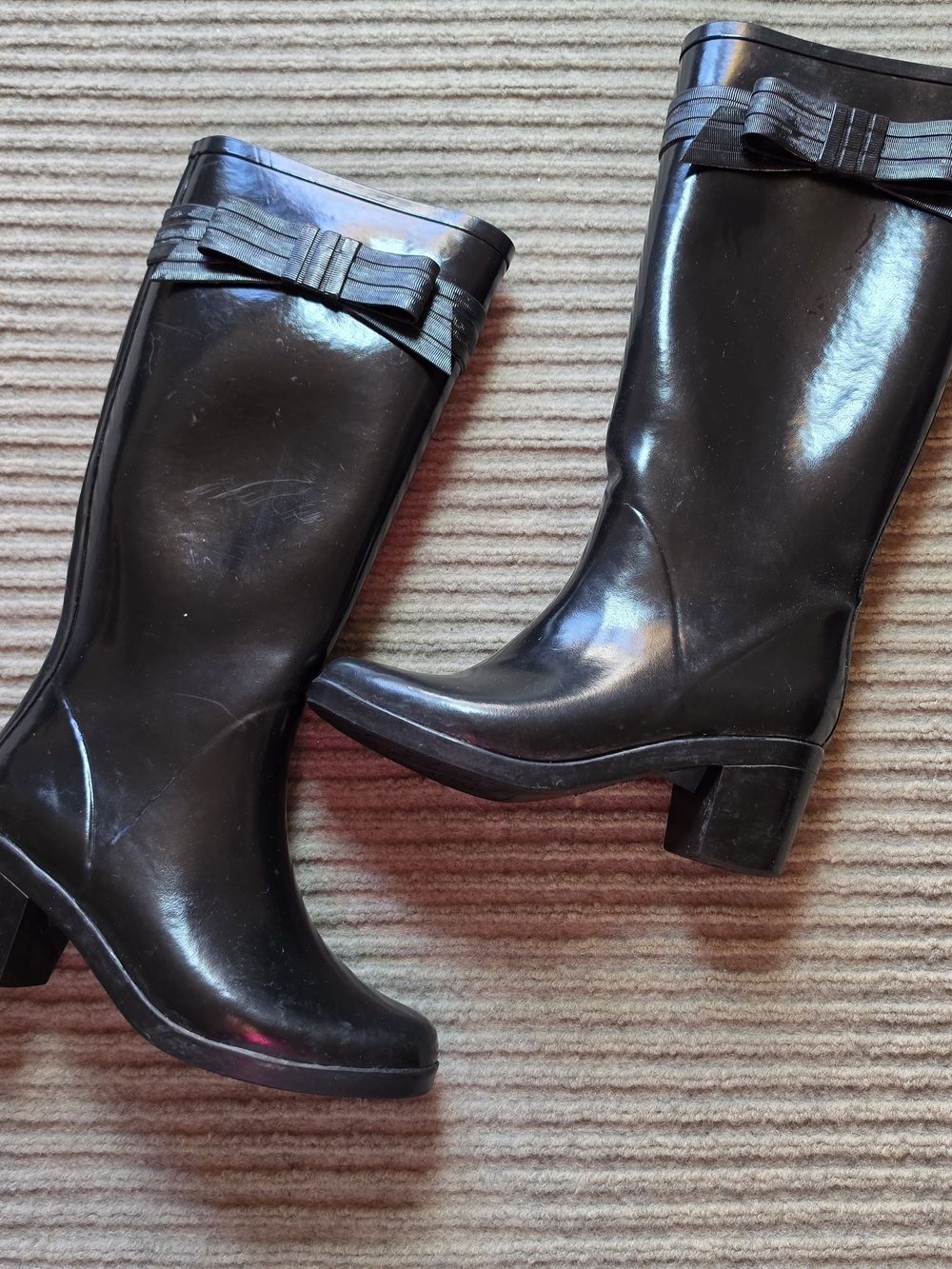 Kate Spade New York Rubber Knee High Randi Too Rain Boots Black Womens 6